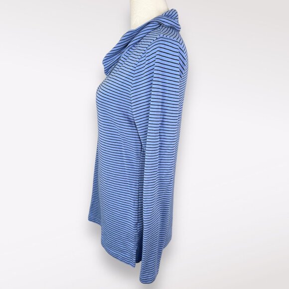 Lands’ End Blue Striped Cowl Neck Pullover Long Sleeve Shirt XS - Picture 4 of 8